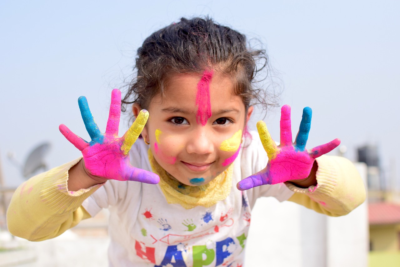 girl painted hands